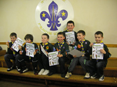 Cubs from the 3rd Blantyre with their chief scout's gold award certificate